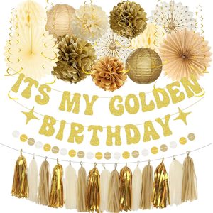 Aldernest Golden Birthday Party Decorations, Glitter It's My Golden Birthday