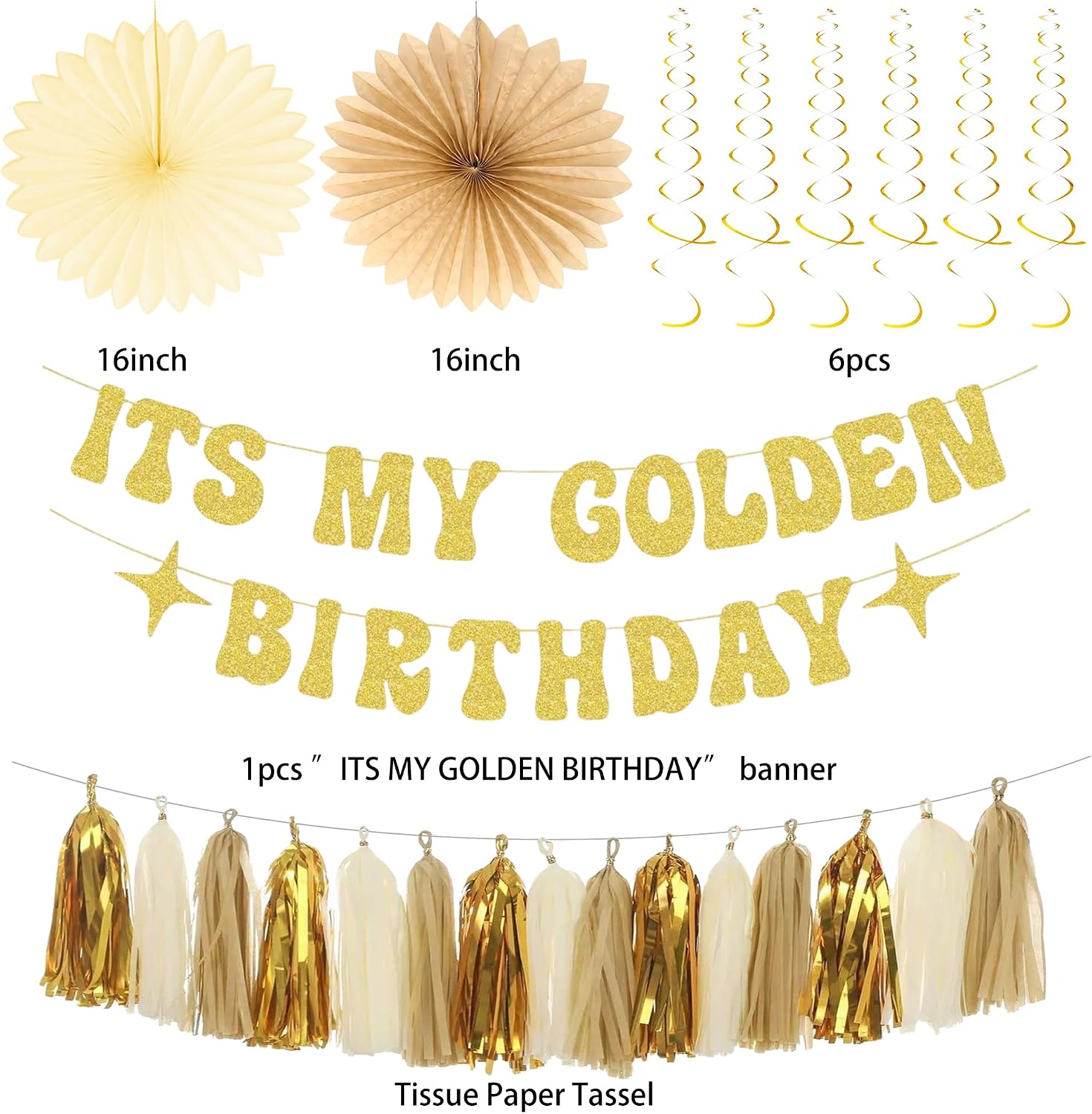 Aldernest Golden Birthday Party Decorations, Glitter It's My Golden Birthday