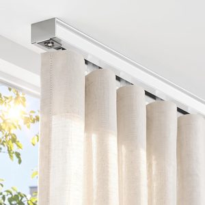 Aldernest Aluminum Ceiling Curtain Track with Roller Hooks, White, 6ft-9ft