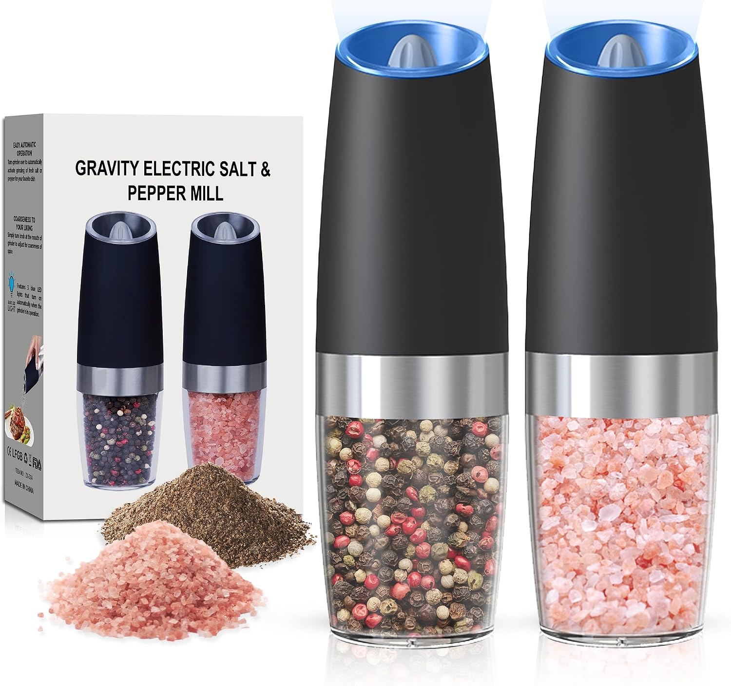 Ashenby Battery Operated Salt And Pepper Grinder Set 2 Pack, 0.62 kg