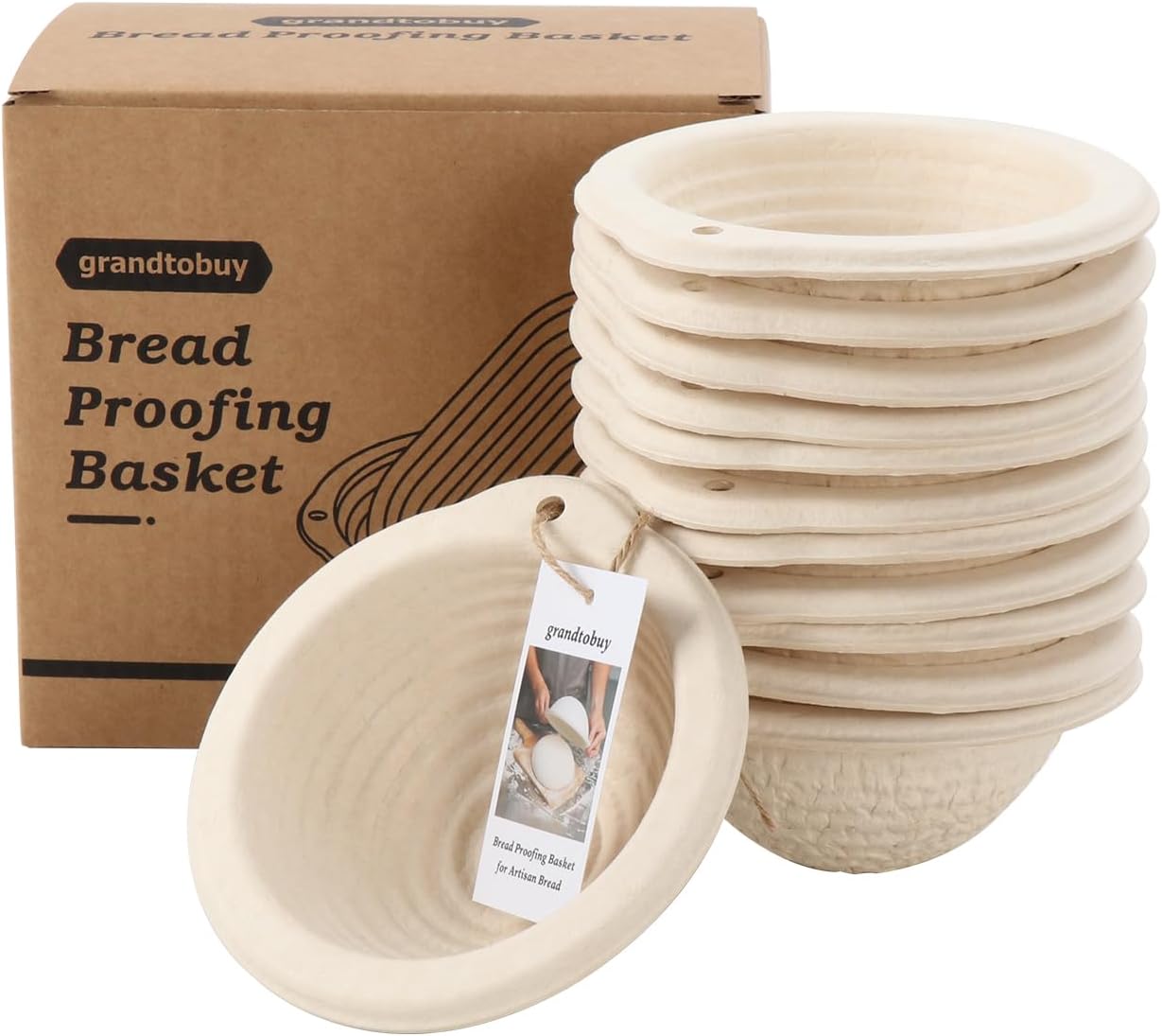 Aldernest 12-Pack Mini Banneton 5" Round Proofing Basket w/Liner, beige