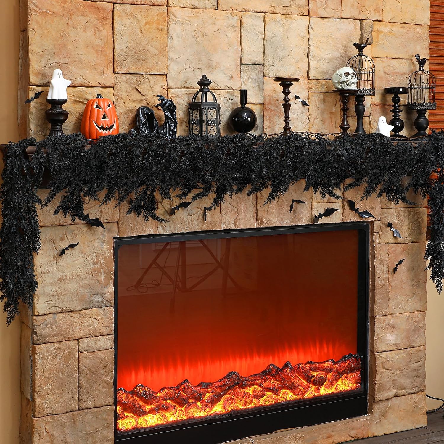 Brackenly 6 Feet Black Halloween Garland, Gothic Vine Boughs
