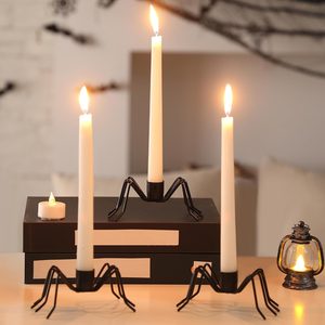 Ashenby 3 Pack Black Spider Taper Metal Candle Holders Halloween Candlestick Holders Spider Candle Stick Holder Fits 3/4 Inch Candles for Halloween