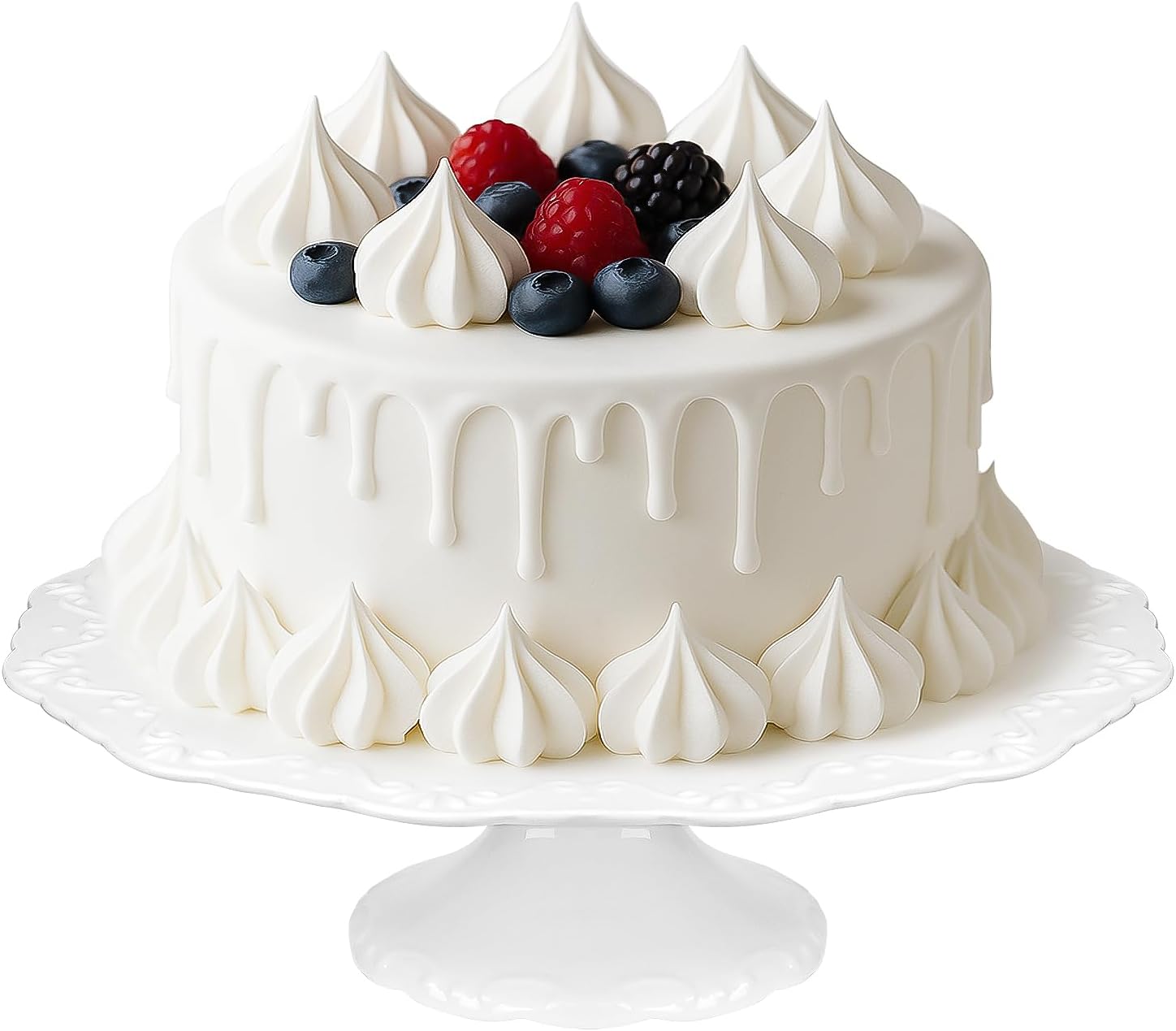 Ashenby 12" White Cake Stand for 10" Cake, Porcelain Cake Plate, Cake Pedestal Stand, 1.2 kg