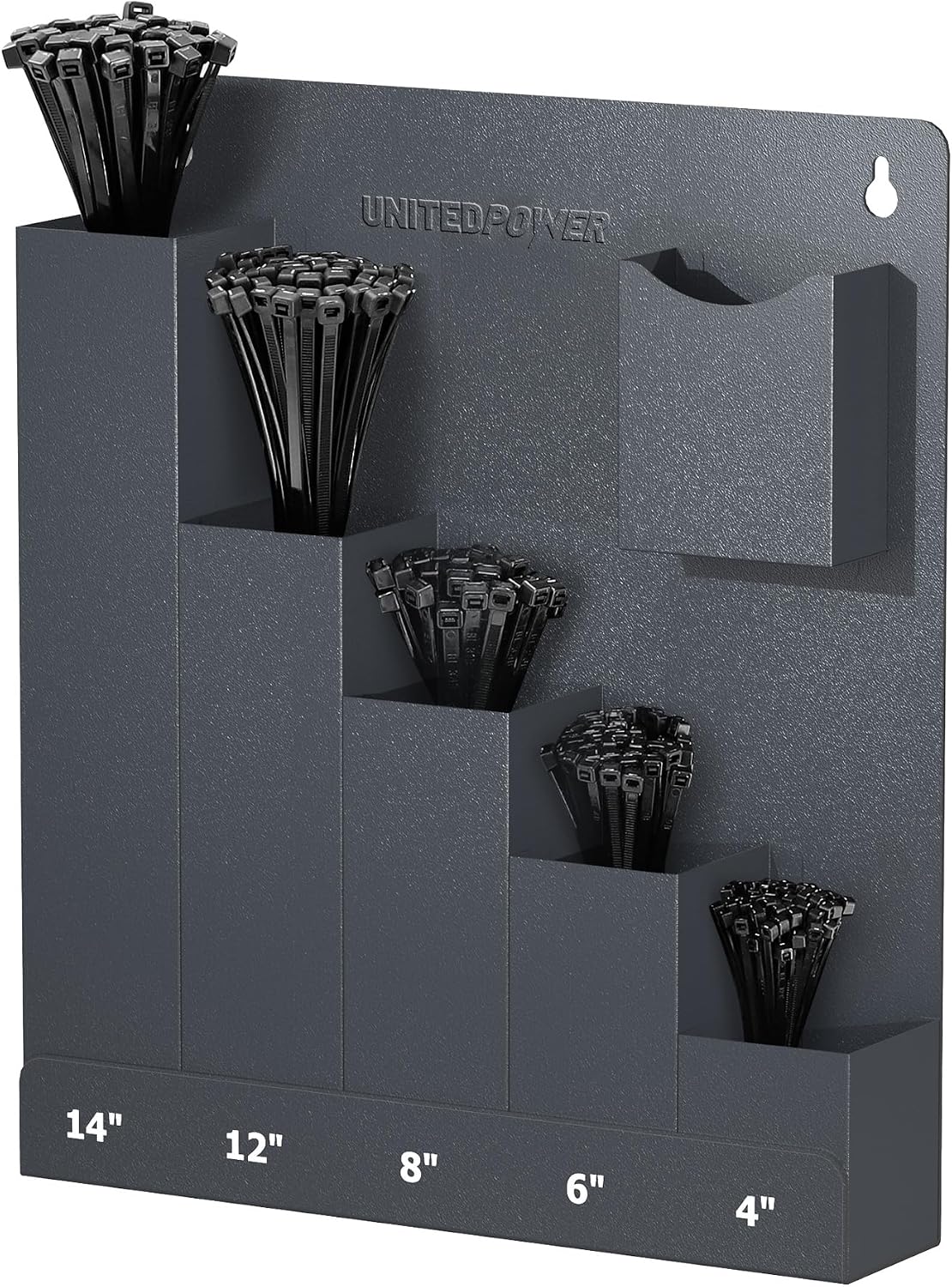 Ashenby Cable Tie Holder, Wall Mount Storage Rack Organizer for Workshop, Shed, Garage, 4 pounds, Dark Grey