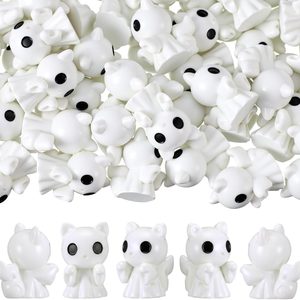 Copperlyn 50 Pcs Halloween Mini Resin Ghost Figures Tiny Ghosts, Cat, White