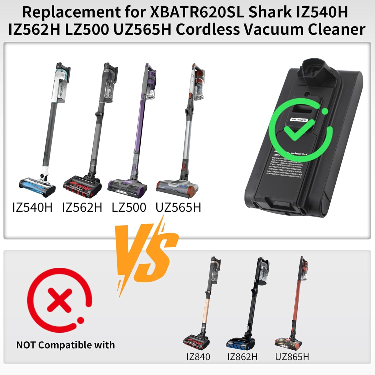 CozyWick XBATR620SL XBATR625SL Battery Replacement for Shark Stratos IZ540H IZ562H, 1.17 pounds