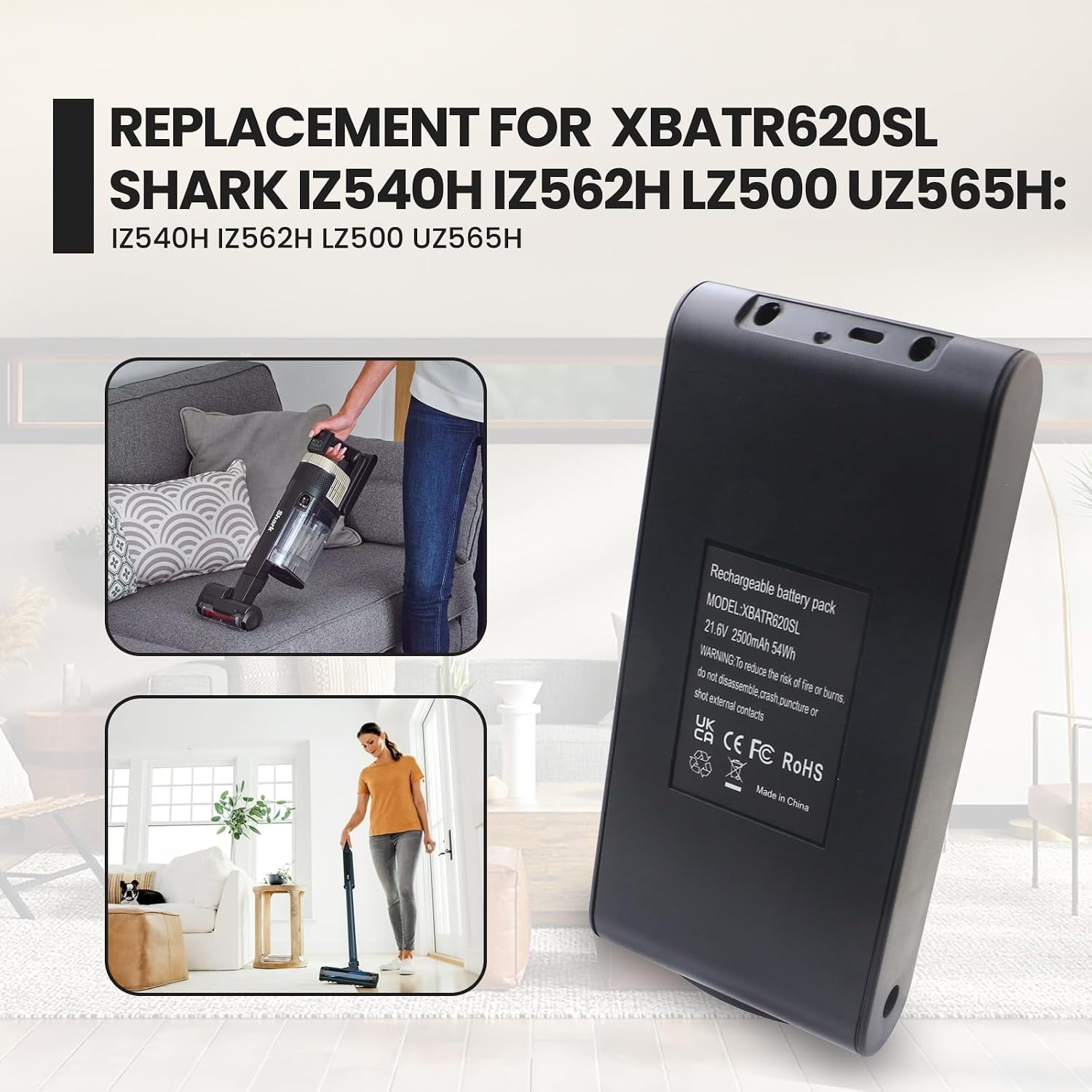 CozyWick XBATR620SL XBATR625SL Battery Replacement for Shark Stratos IZ540H IZ562H, 1.17 pounds