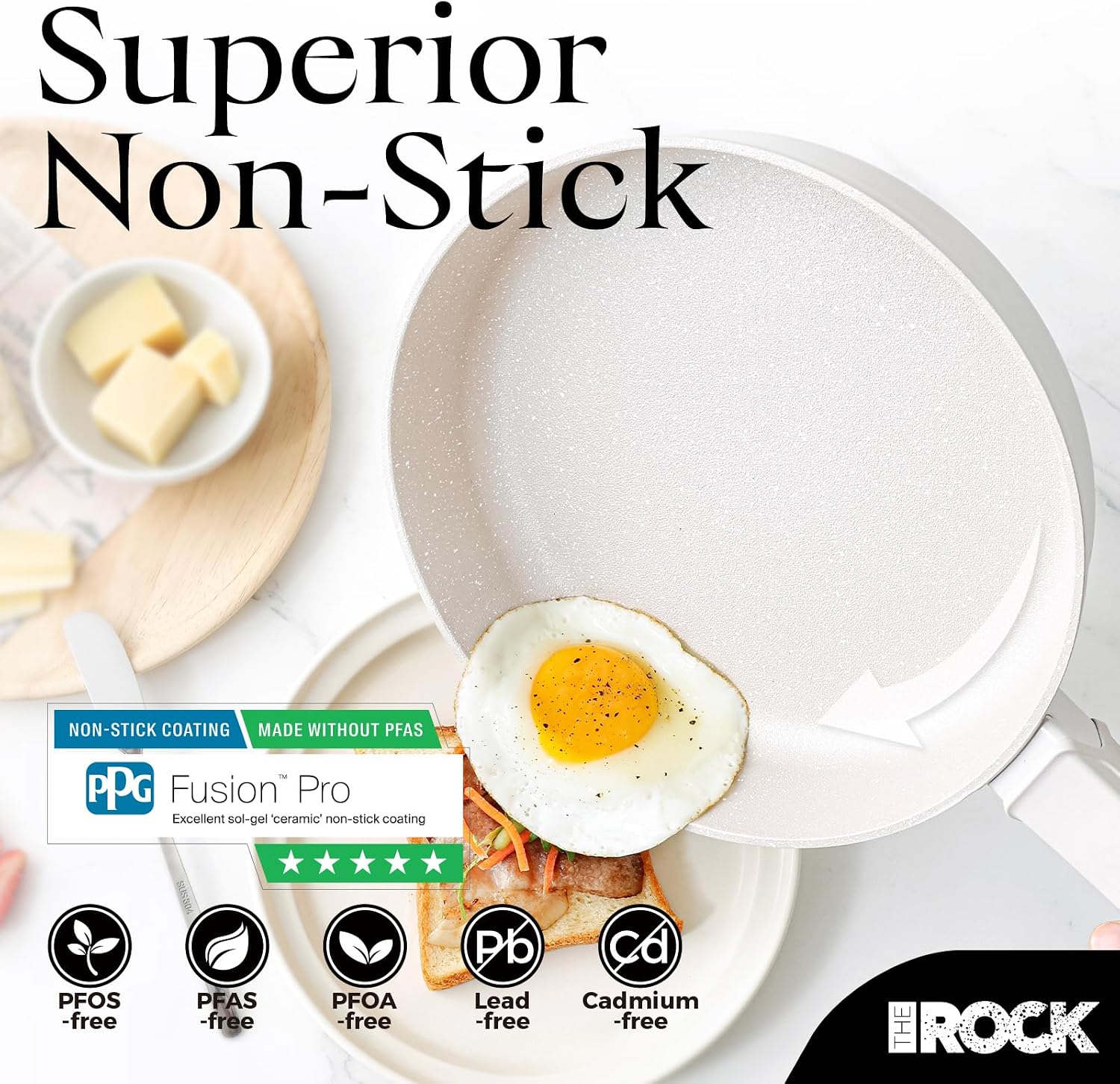 Ashenby SOHO 9.5-Inch Ceramic Non Stick Frying Pan – Nothing Sticks, Never Warps, 1.11 kg, Cream