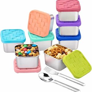 Aldernest 8PC 6oz Stainless Steel Snack Containers with lids, 0.68 kg, Deep Tones