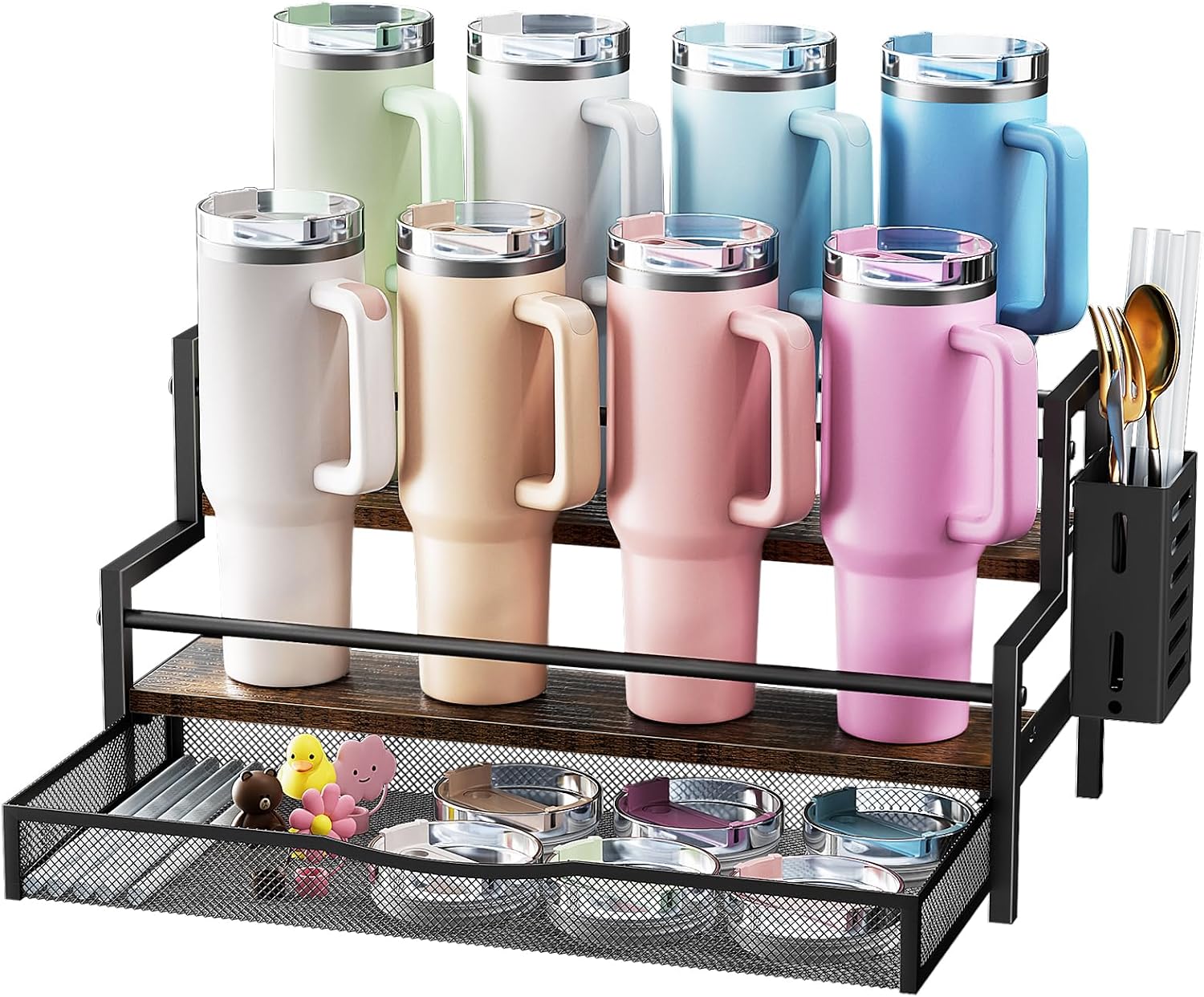 Aldernest Water Bottle Organizer for Full 40 oz Stanley/Tumbler, Brown, 1.95 kg