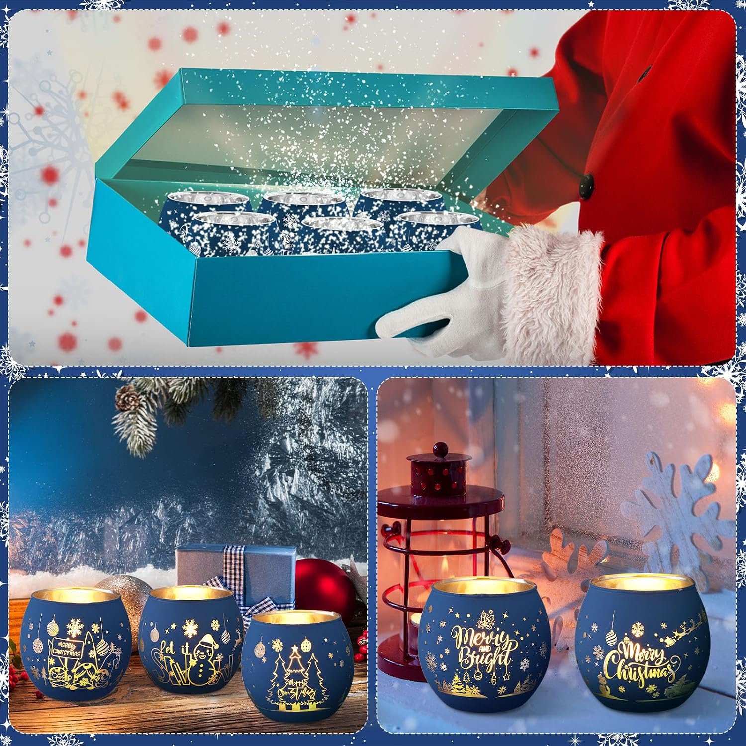Aldernest 6 Pcs Christmas Votive Candle Holders, Navy