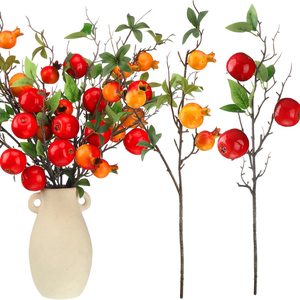 Ashenby 8 Pcs Faux Pomegranate Stems, Realistic Fruit Branches Home Decor, 15.52 ounces, Red, Green