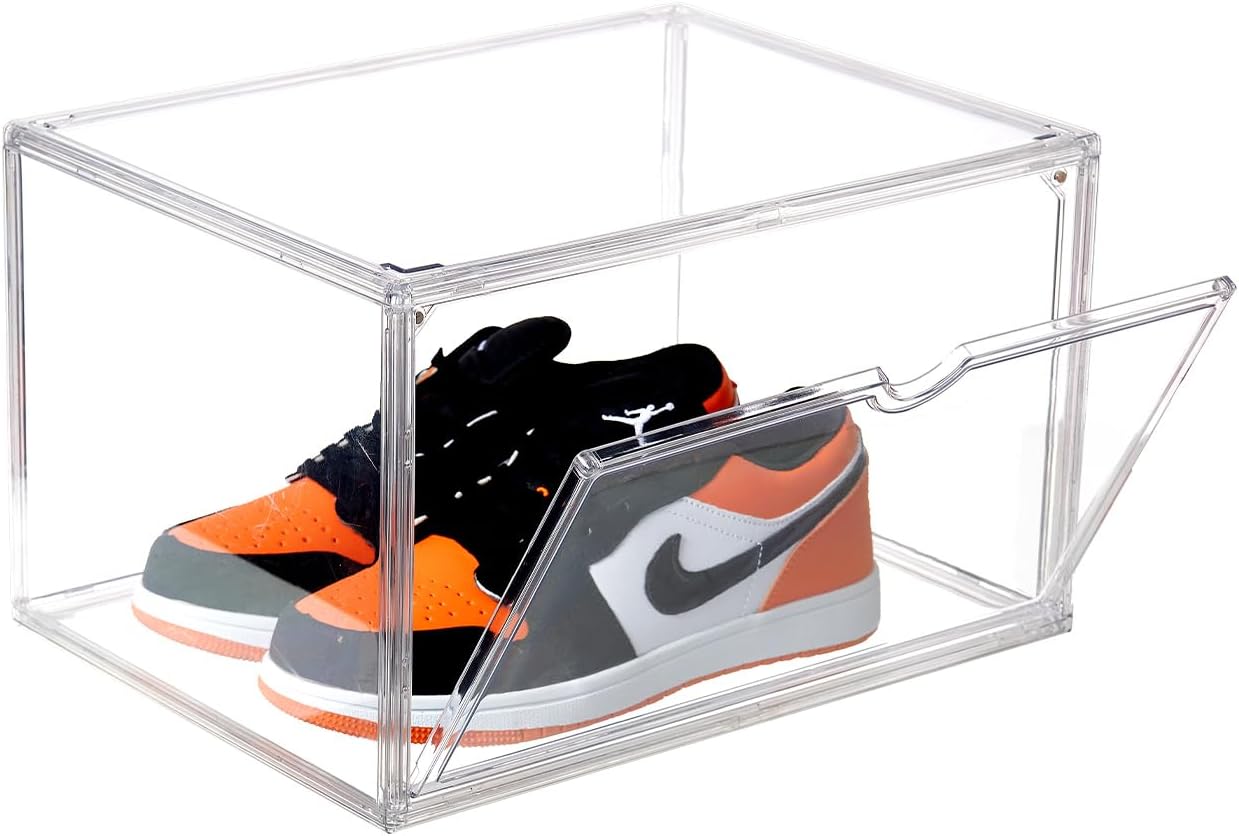 Barleyfield Sneaker Shoe Display Case, Shoe Box with Clear Magnetic Door, 1.58 kg, Transparent