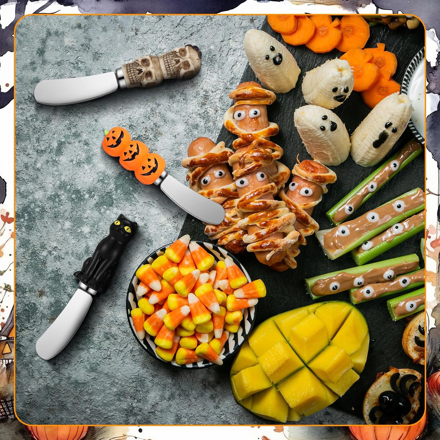 Aldernest 4 Pcs Halloween Cheese Knives for Charcuterie, 9.1 ounces