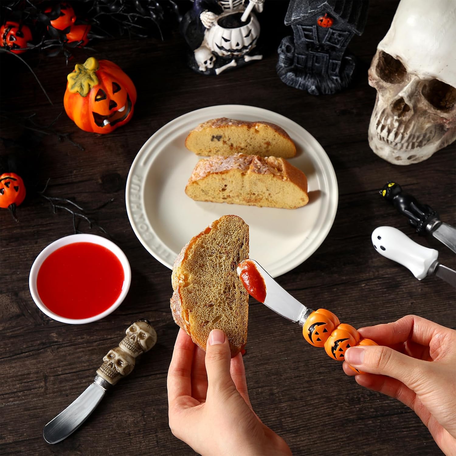 Aldernest 4 Pcs Halloween Cheese Knives for Charcuterie, 9.1 ounces