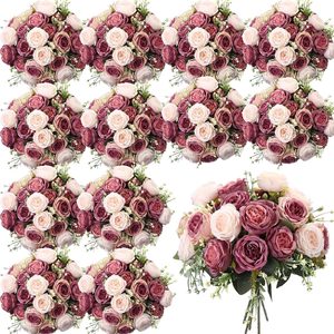 Barleyfield 16 Bundles Artificial Peonies Flowers, Dusty Pink, Dusty Rose, 2.2 pounds