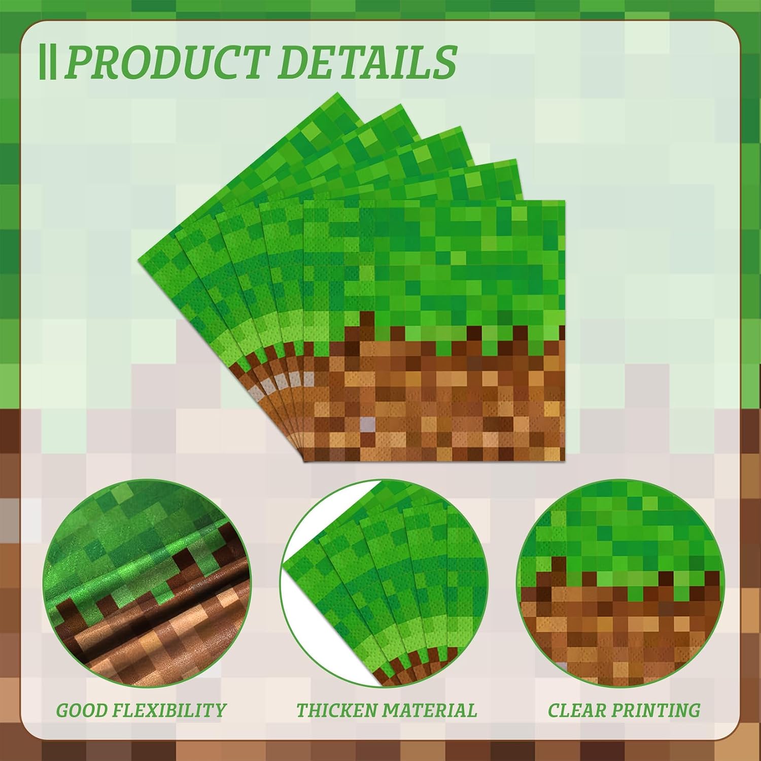 Aldernest 100Pcs Pixel Party Decorations Gamer Party Supplies for 25 Guests