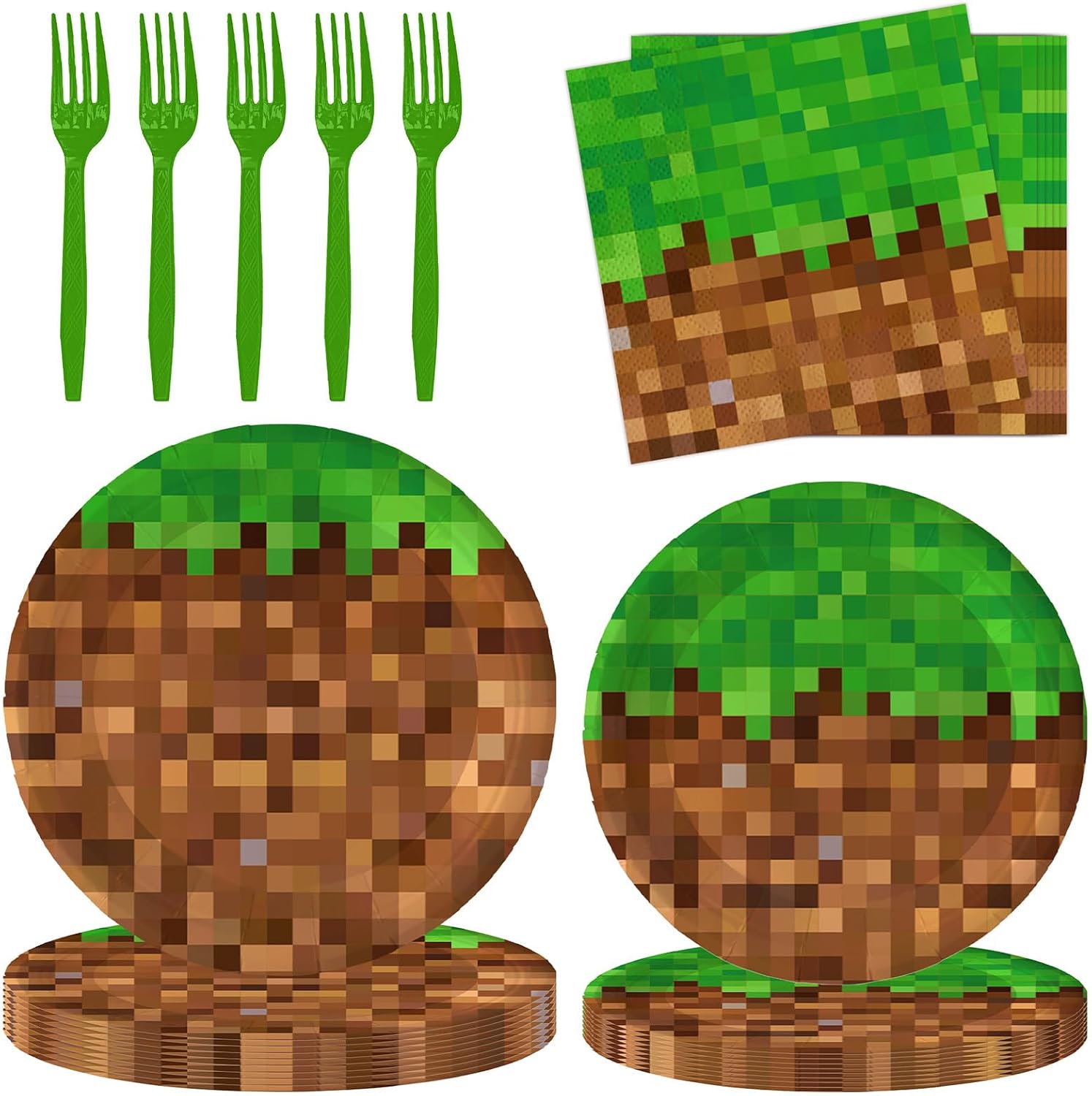 Aldernest 100Pcs Pixel Party Decorations Gamer Party Supplies for 25 Guests