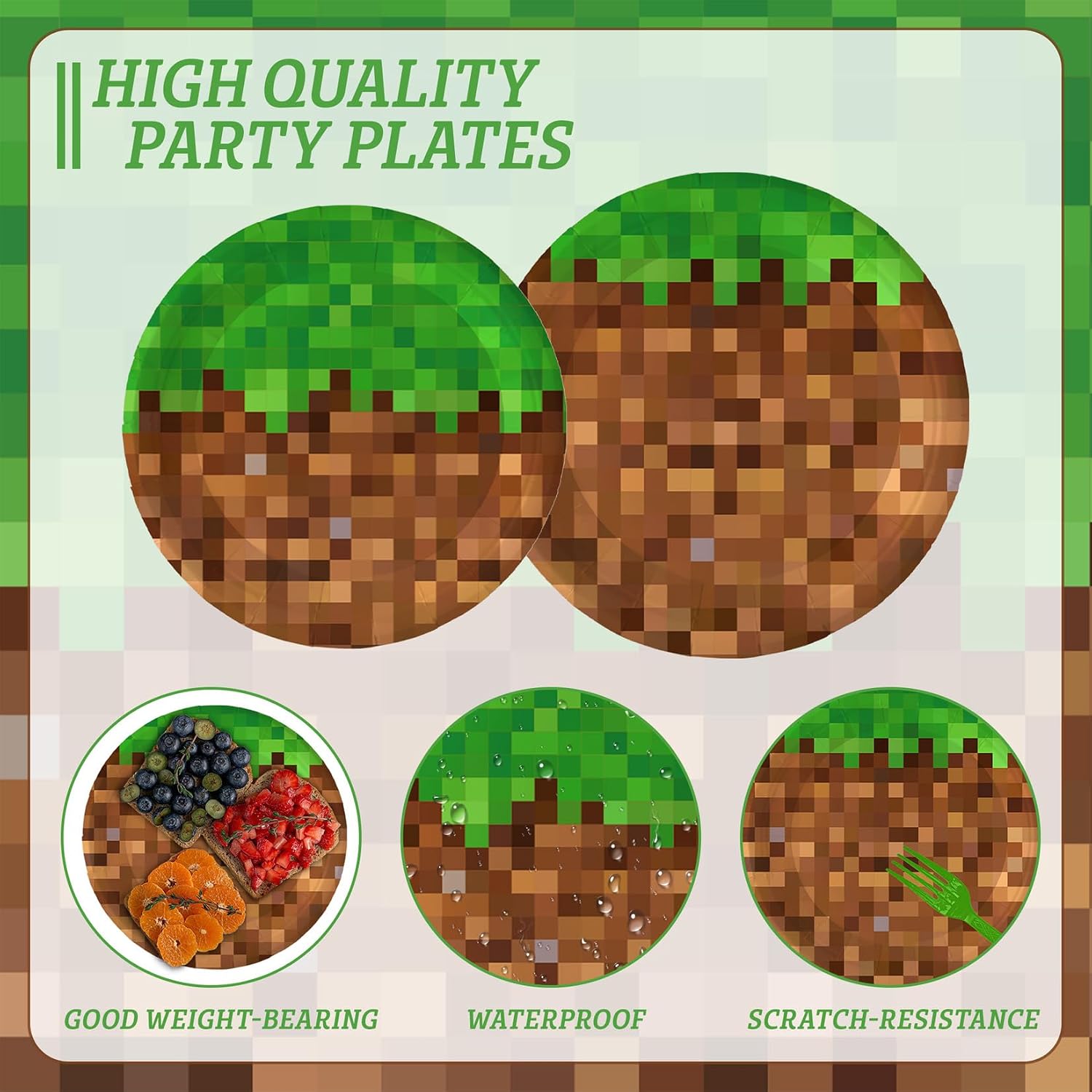 Aldernest 100Pcs Pixel Party Decorations Gamer Party Supplies for 25 Guests