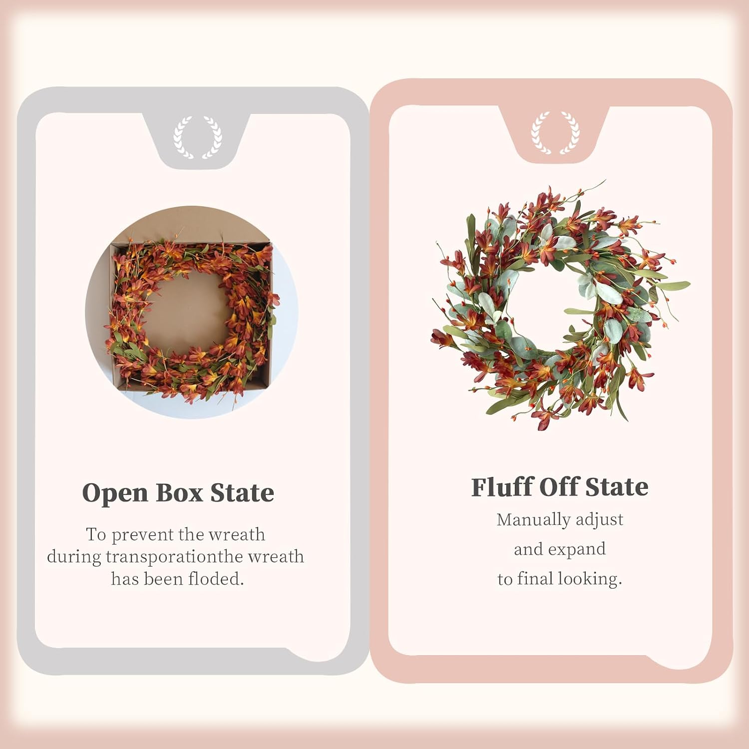 Aldernest 15 Inches Fall Wreaths for Front Door Artificial Autumn Wreath with Forsythia Flowers Greenery Leaves Orange Berries for Outside Indoor Wall