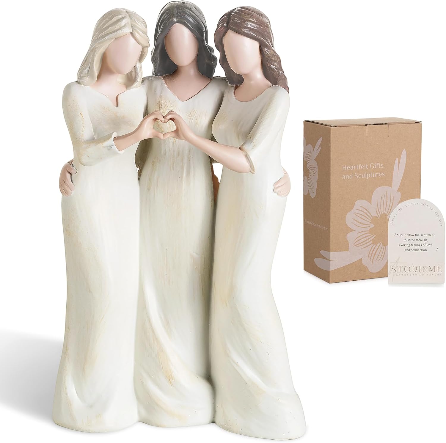 Ashenby 3 Friends Figurine, Gift for Best Friend Women, 14.08 ounces, White