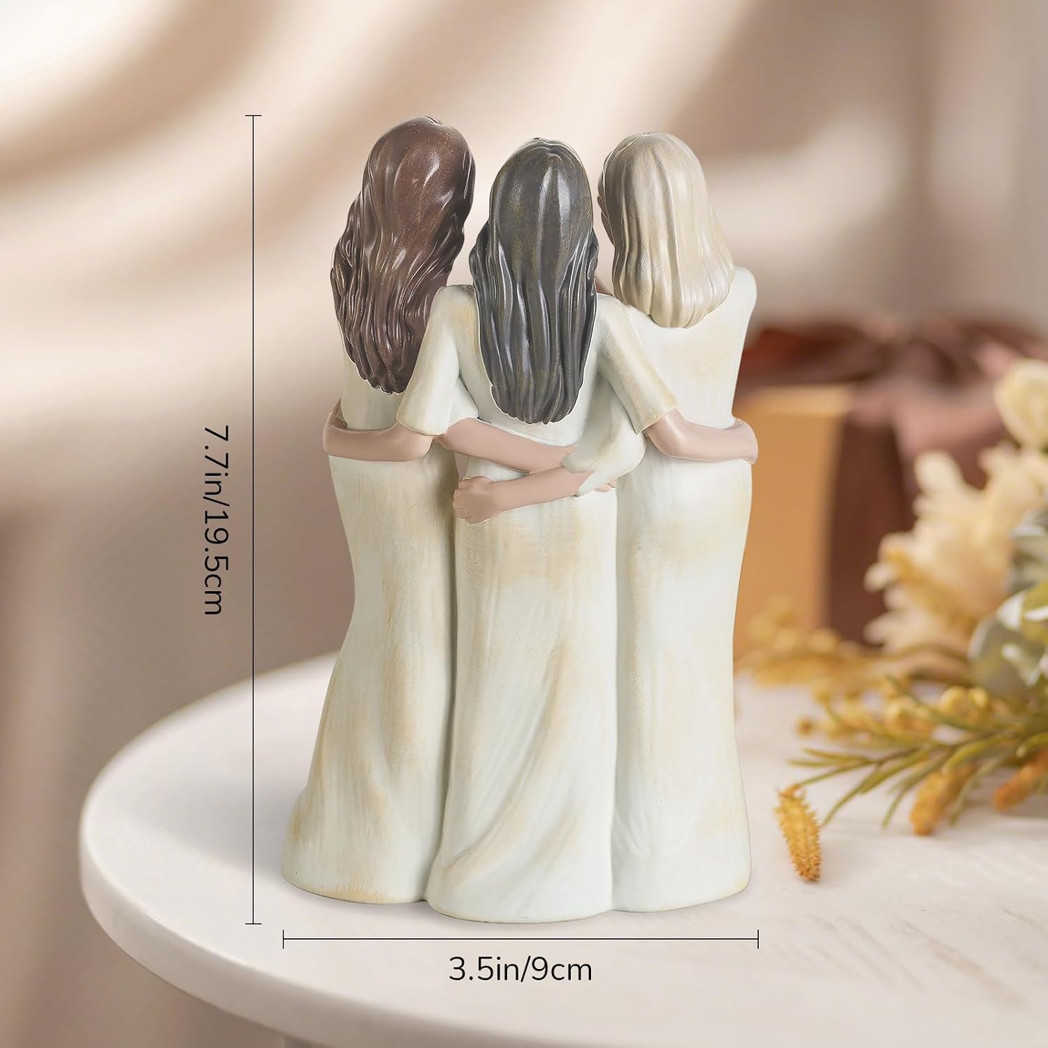 Ashenby 3 Friends Figurine, Gift for Best Friend Women, 14.08 ounces, White