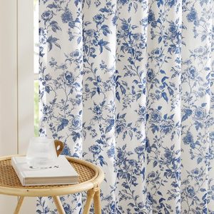 Birchmont Blue Floral Curtains for Bedroom & Living Room, 1 kg, Indigo, 2 Count