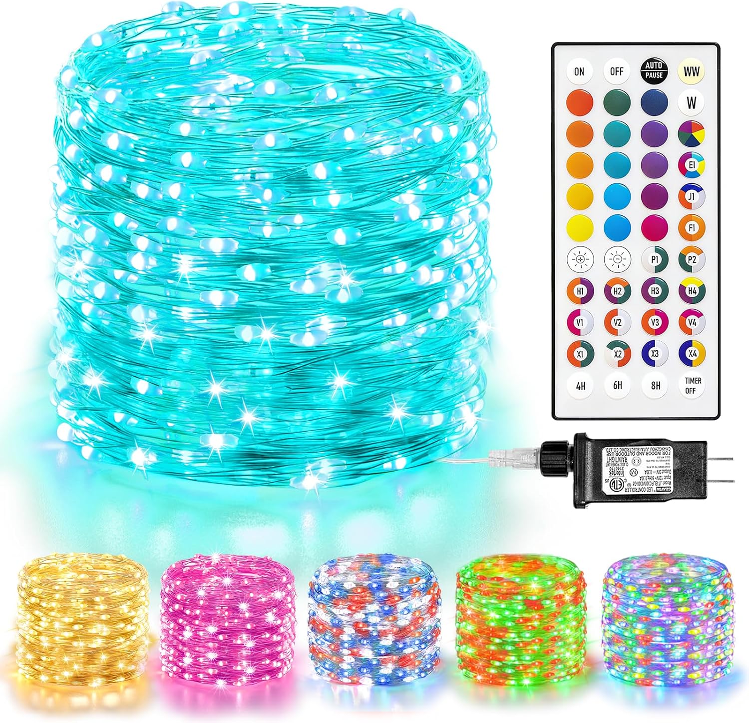 LumeraHome 66 FT Color Changing Fairy Lights Plug with Remote, 200 LED, RGB-Silver Wire