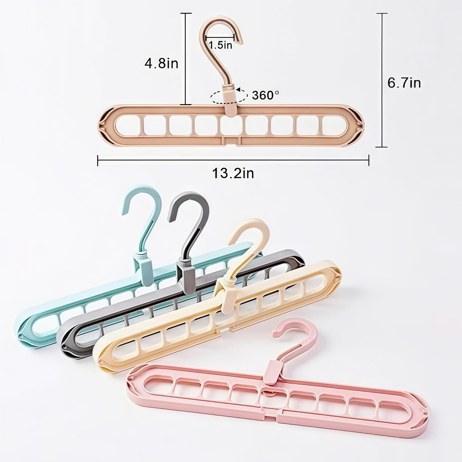Aldernest 9 Space-Saving Hangers Heavy-Duty PP Plastic Tiered Hanger Organizer with Non-Slip Foldable Design, for Closet, 5
