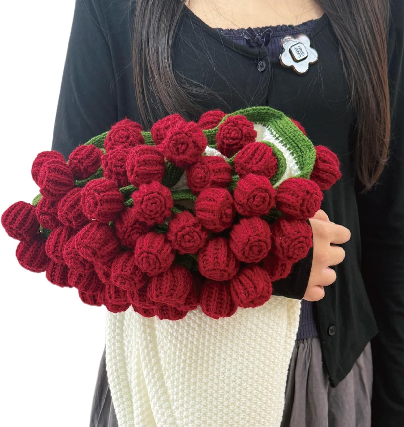 VelloHome 40inch Rose Flower Bouquet Throw Blanket Romantic Gift for Her, 0.44 kg, Red Rose