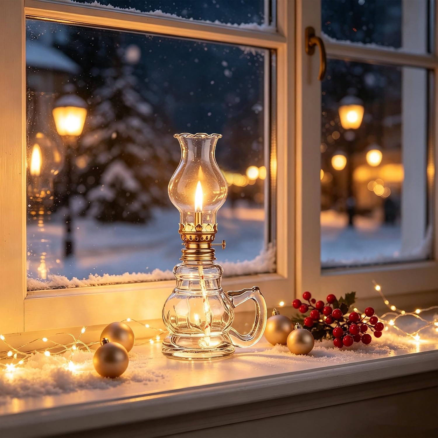 Ashenby 4PCS Chamber Oil Lamp Glass Kerosene Oil Lamp, Vintage Oil Lamps for Indoor, 1.21 kg, Clear