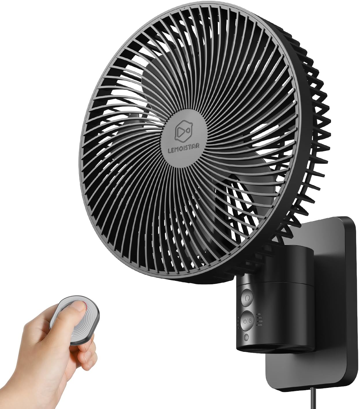 Aldernest 8 Inch Small Wall Mounted RV Fan with Remote Control, 90° Oscillating, 1.01 kg