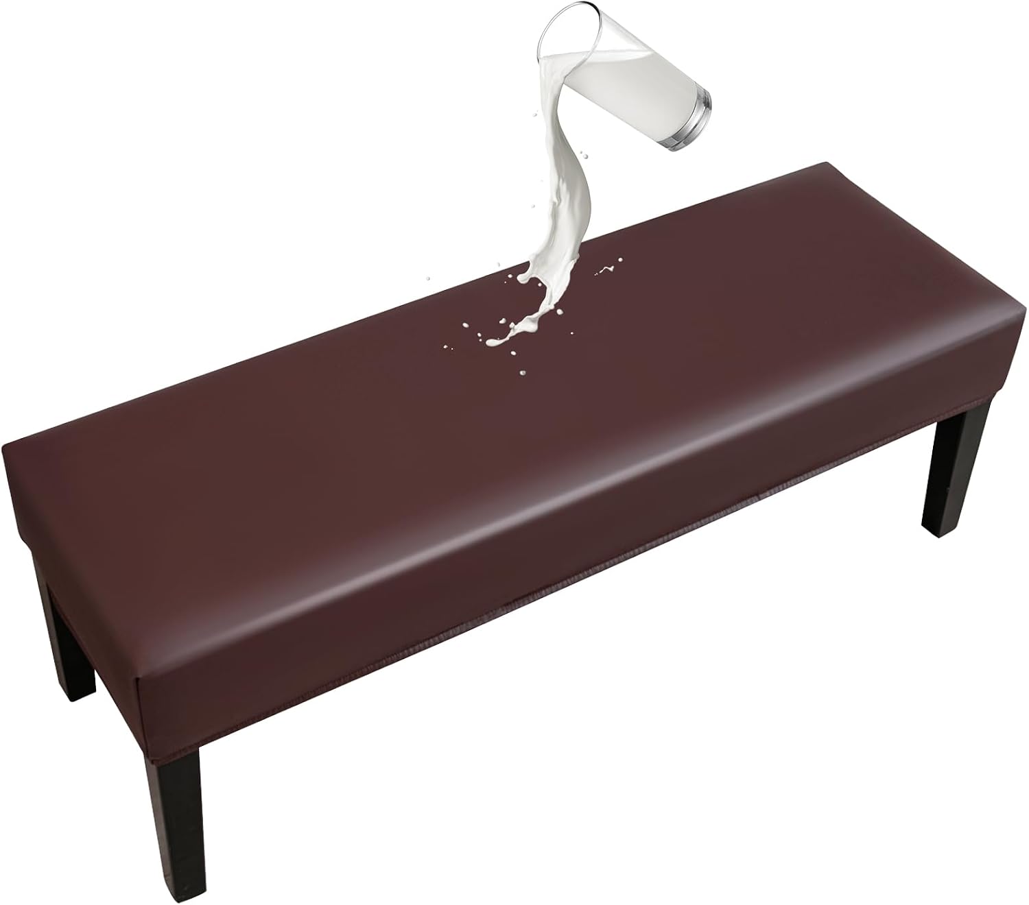VelloHome Waterproof Bench Cover, PU Dining Bench Cover for bedrooms, Coffee a