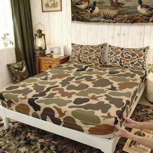 Aldernest Army Green Camo Bedding Set Full Size, 1.5 pounds, FULL (W54*L75*H16"), Camo Hunt