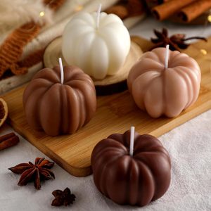 Ashenby 4 Pcs Pumpkin Soy Candle Halloween Fall Scented Tealight 1.77x2.56, 1.1 pounds, Maillard
