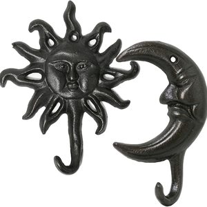 VelloHome Cast Iron Hook, 2Pcs Heavy Duty Vintage Coat Hooks with Screws, 0.49 kg, Dark Brown