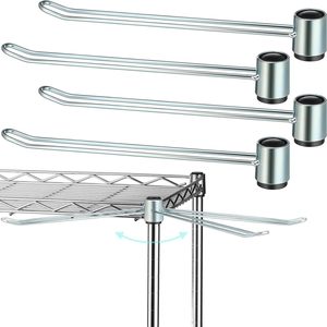 Brackenly 4 Pcs Wire Shelf Hooks Post Utility Hook Wire Shelving Accessories Chrome Plated Steel Hanger with a Rubber Cap for Hanging Pots Kitchenware
