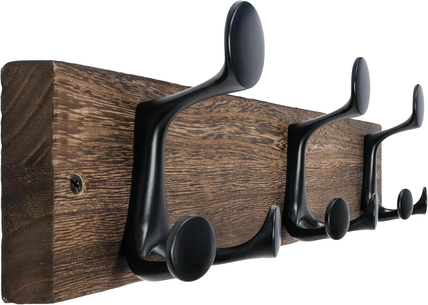 Fernhollow Coat Rack Wall Mount, 17" Solid Wood Coat Hooks Wall Mounted Coat Hanger, Weathered Brown