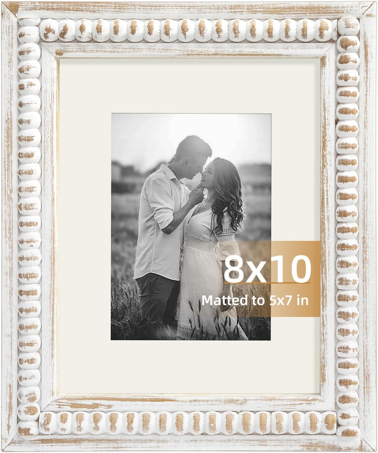Aldernest White 8x10 Picture Frame with Mat for Displays 8x10 and 5x7 Photos, 0.83 kg