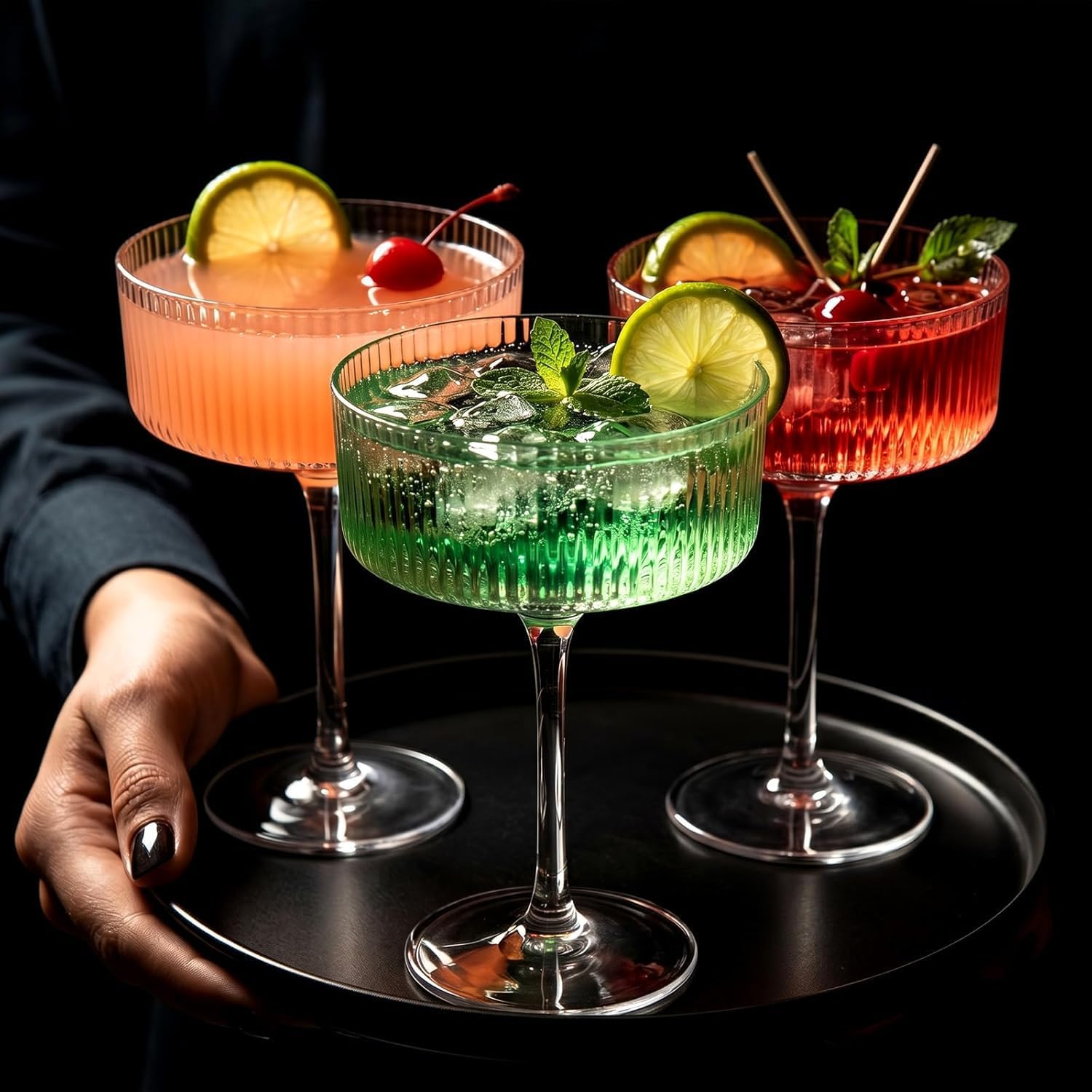 Ashenby 12 Pack 10 oz Plastic Martini Glasses for Parties, 1.8 pounds, Clear