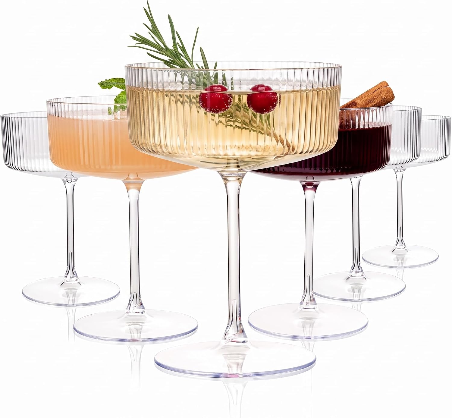Ashenby 12 Pack 10 oz Plastic Martini Glasses for Parties, 1.8 pounds, Clear