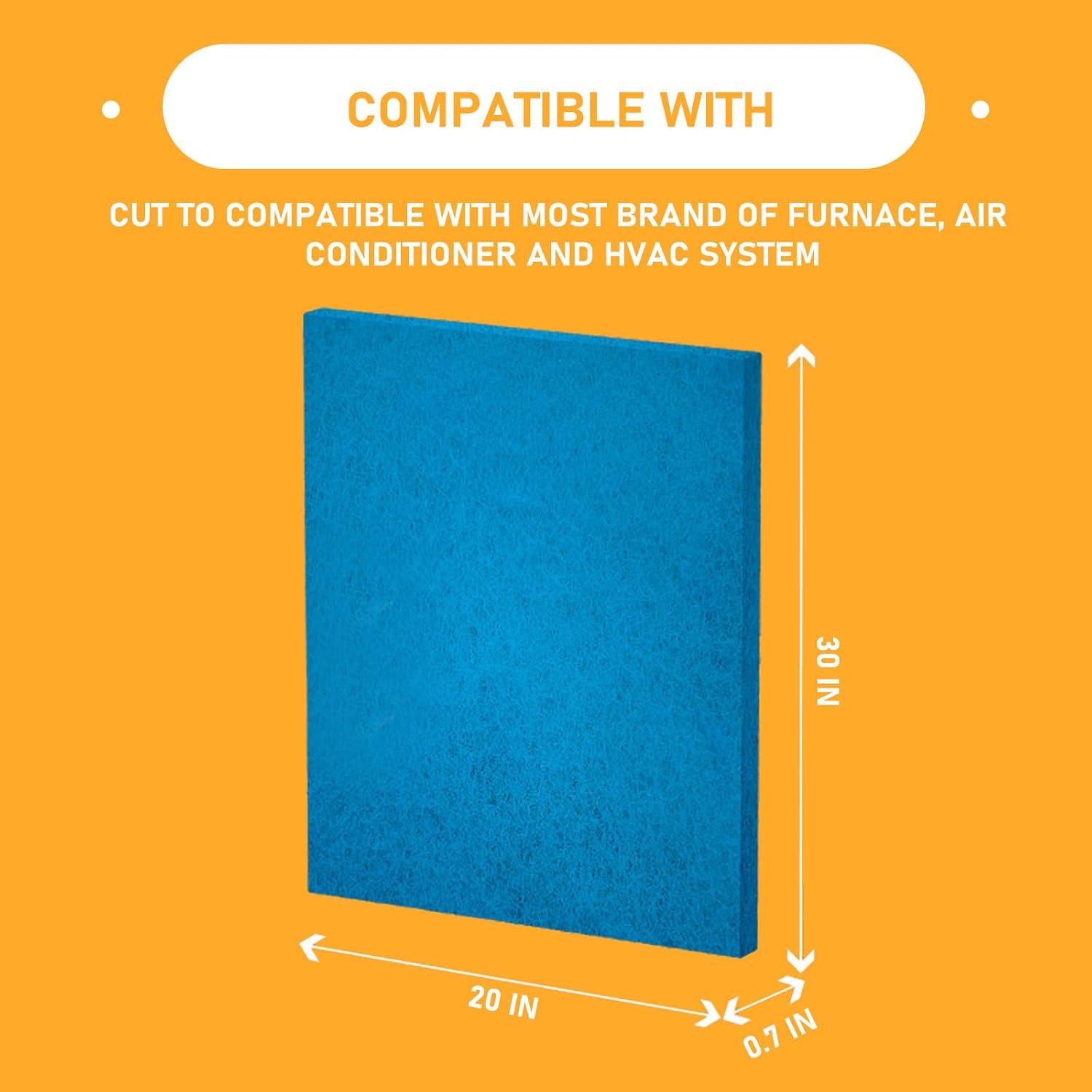 Aldernest 20x30x1 Air Filter Cut To Compatible with Furnace & Air Conditioner High Air Flow Polyester Fiber Filter Media, 2 Pack, 0.48 kg