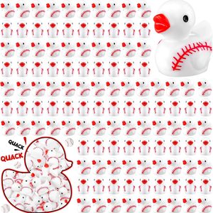 Aldernest 100 Pcs Mini Resin Baseball Ducks Figurines Miniature Sport Duck Statues Mini Resin Figurine for Birthday Party Gifts Micro Garden Landscape