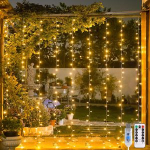NestoraHome USB Plug in Curtain Lights 200 LED with 8 Modes, 6.5ftx6.5ft, *Warm White
