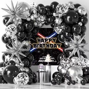 Aldernest Galaxy Party Decorations Themed Backdrop with Balloons Arch Kit for Boys Kids Birthday Party Universe Wars Background Galaxy Themed Cake