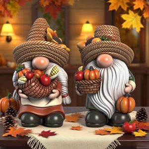 Birchmont Fall Thanksgiving Decorations for Home, 0.38 kg, Fall Gnomes Figurines, 2 Count