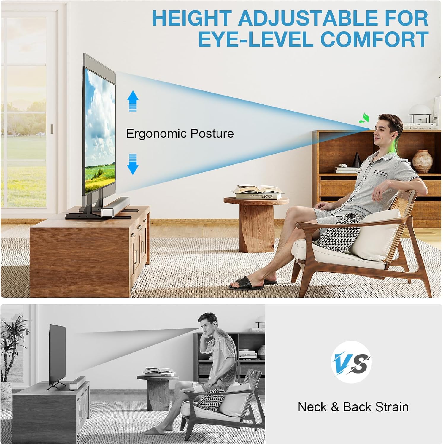 Aldernest Universal TV Stand Legs for 20-75 Inch Flat & Curved TVs, Black