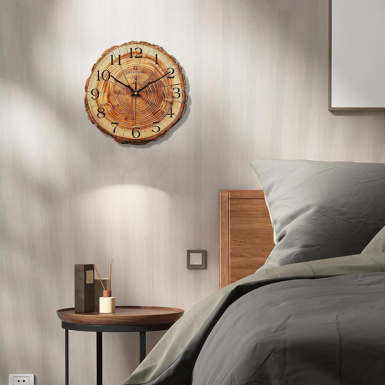 Ashenby 12 Inch Brown Wooden Rustic Wall Clock for Kitchen Living Room, Diameter: 12"(30 cm)