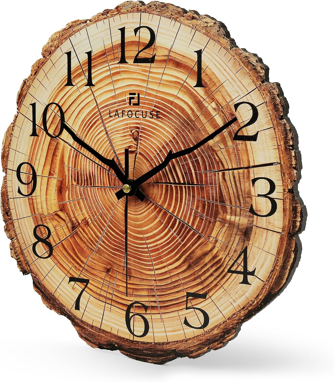 Ashenby 12 Inch Brown Wooden Rustic Wall Clock for Kitchen Living Room, Diameter: 12"(30 cm)